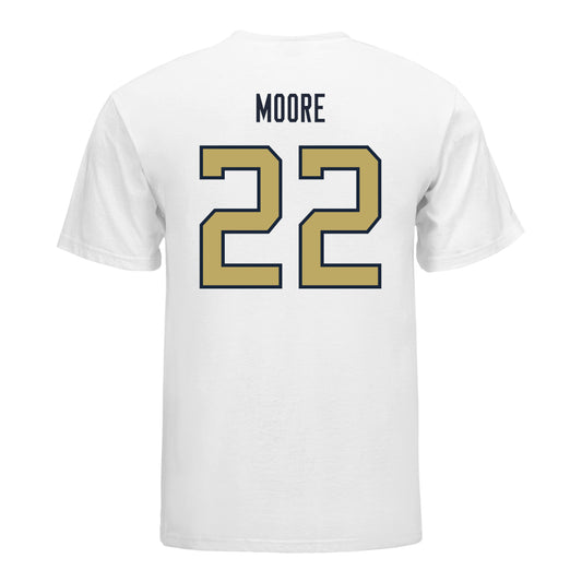 Georgia Tech Yellow Jackets #22 DJ Moore Student Athlete Football T-Shirt In White - Back View
