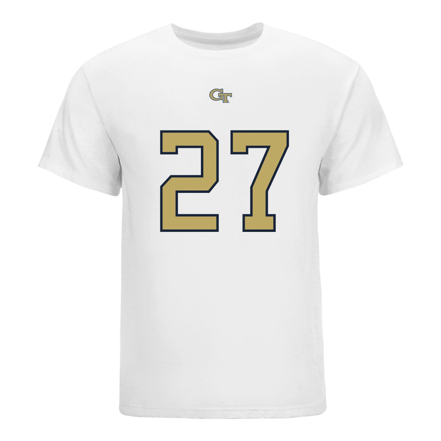 Georgia Tech Yellow Jackets #27 Chad Alexander Student Athlete Football T-Shirt In White - Back View