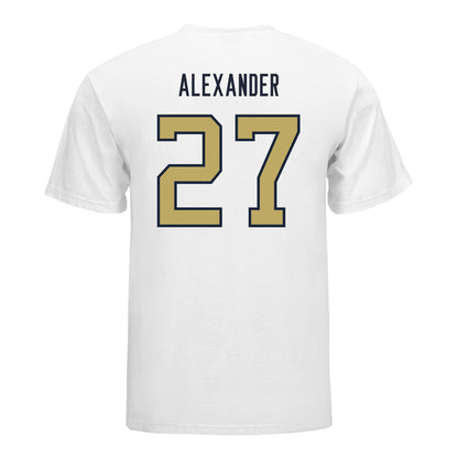 Georgia Tech Yellow Jackets #27 Chad Alexander Student Athlete Football T-Shirt In White - Front View