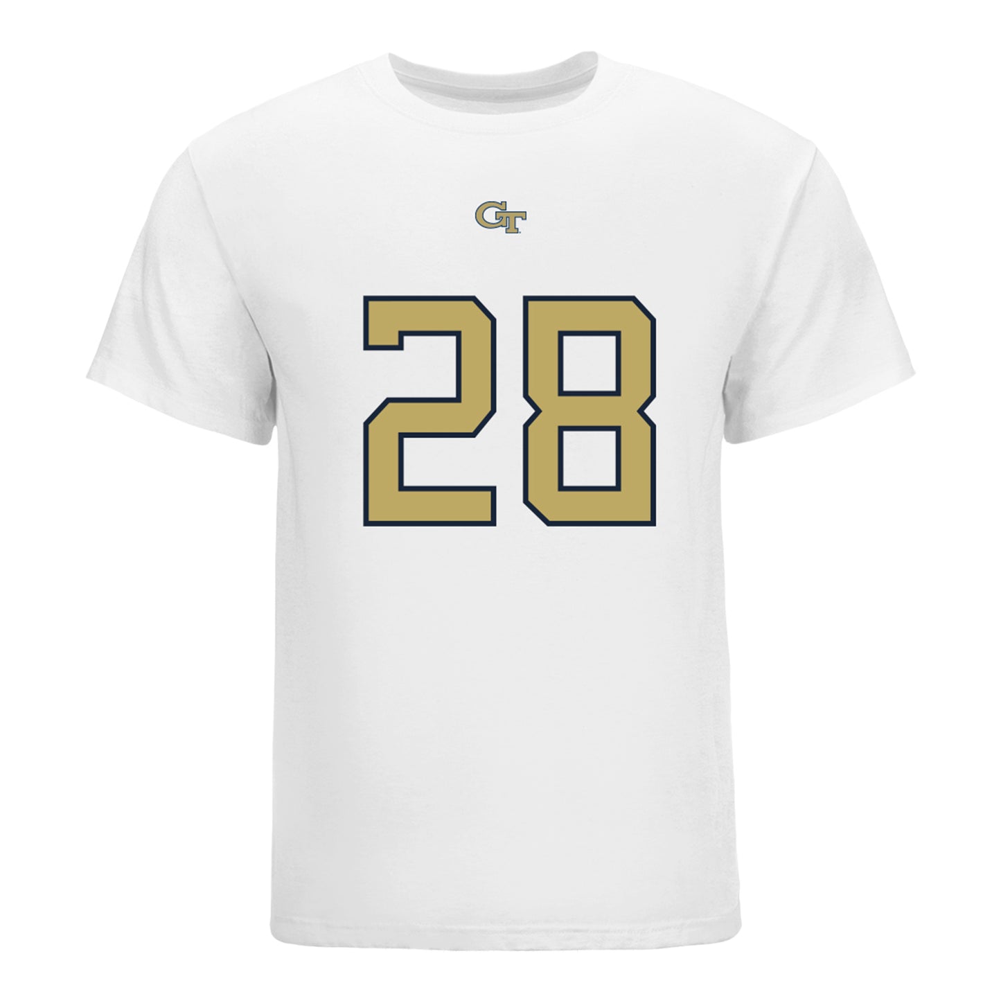 Georgia Tech Yellow Jackets #28 Trelain Maddox Student Athlete Football T-Shirt In White - Front View