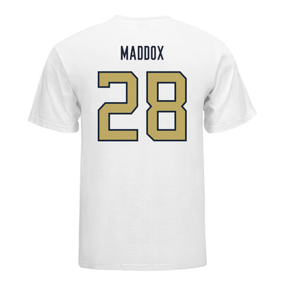 Georgia Tech Yellow Jackets #28 Trelain Maddox Student Athlete Football T-Shirt In White - Back View