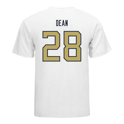 Georgia Tech Yellow Jackets #28 Austin Dean Student Athlete Football T-Shirt In White - Back View