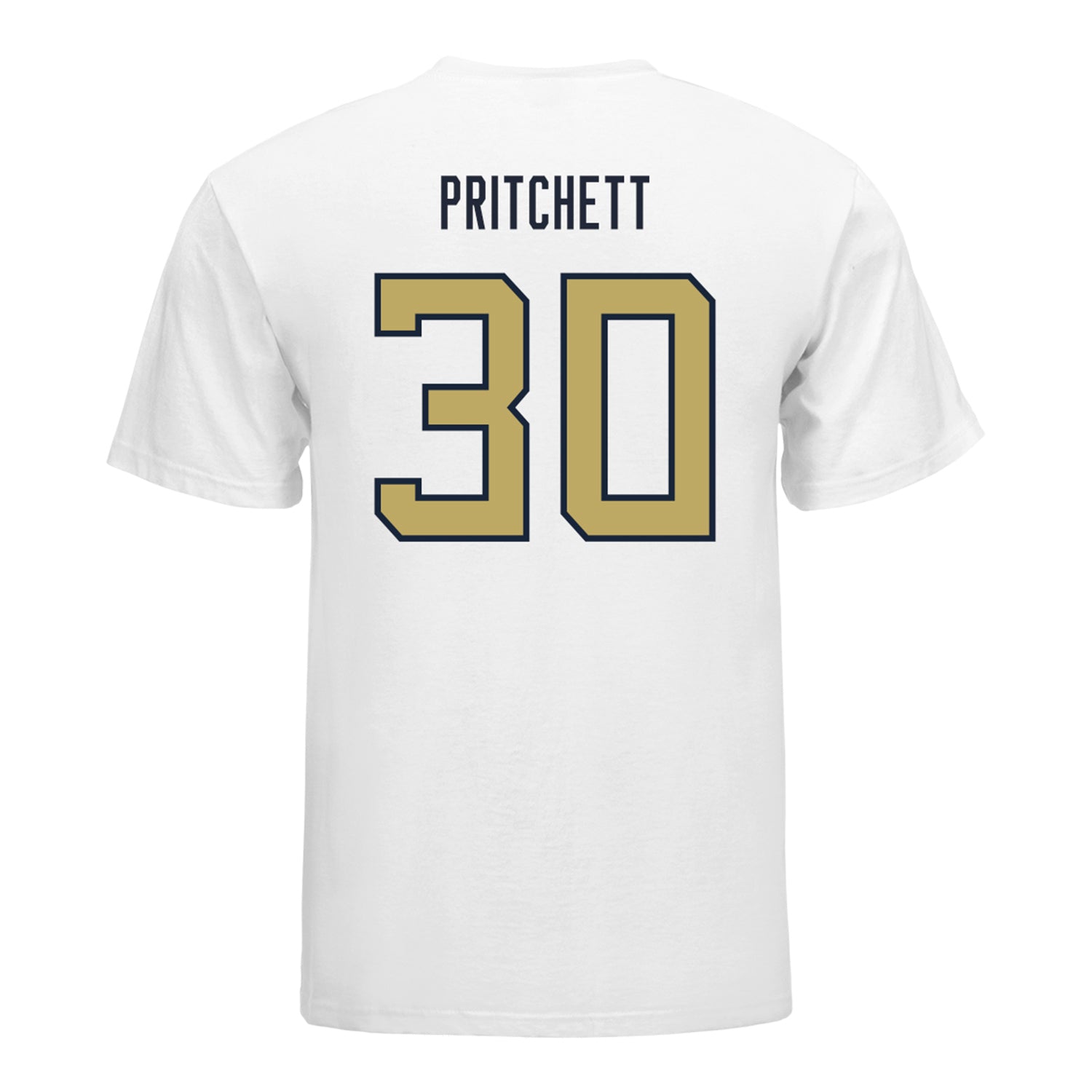 Georgia Tech Yellow Jackets #30 Lawson Pritchett Student Athlete Football T-Shirt In White - Back View
