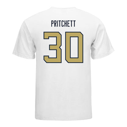 Georgia Tech Yellow Jackets #30 Lawson Pritchett Student Athlete Football T-Shirt In White - Back View