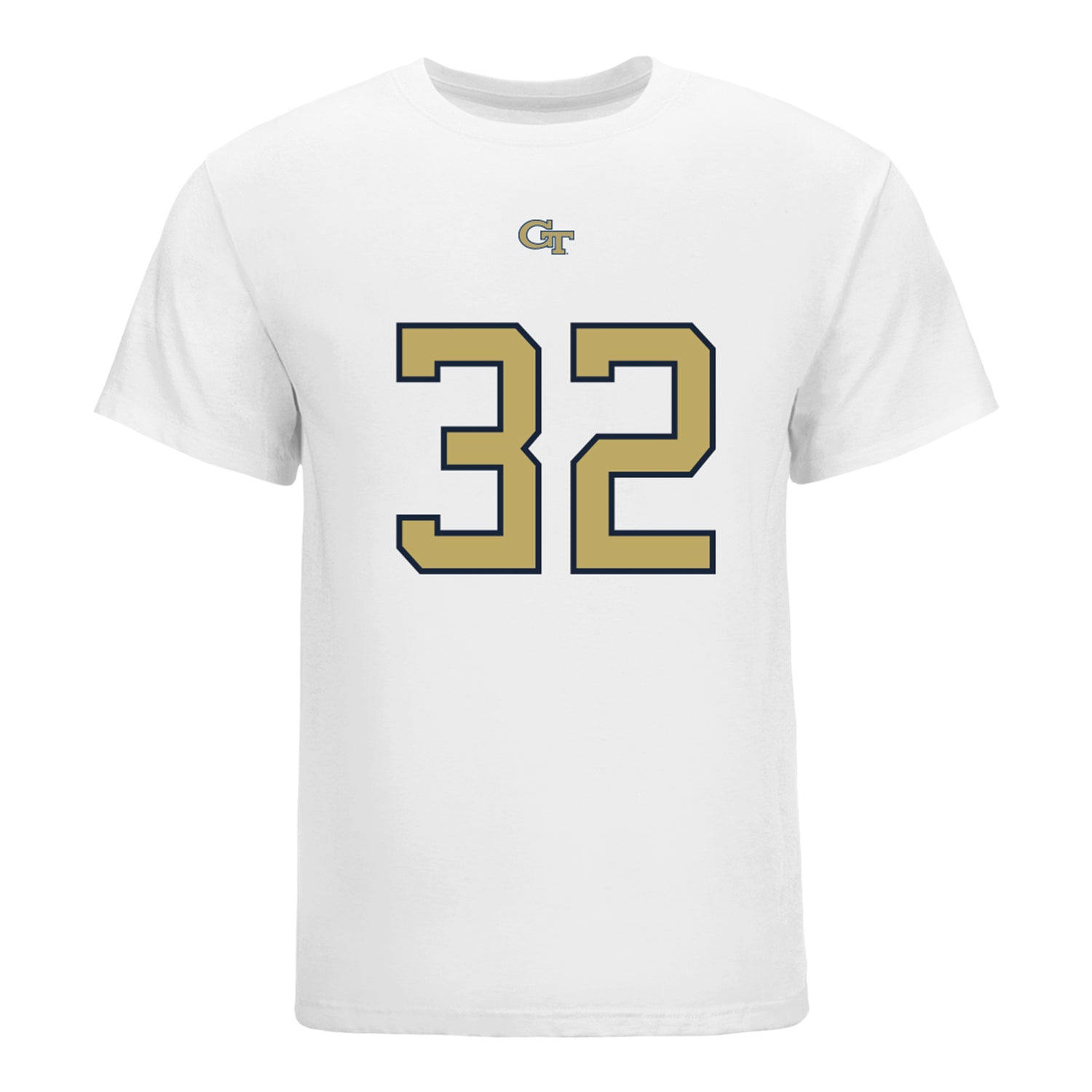 Georgia Tech Yellow Jackets #32 Jayden Barr Student Athlete Football T-Shirt In White - Front View