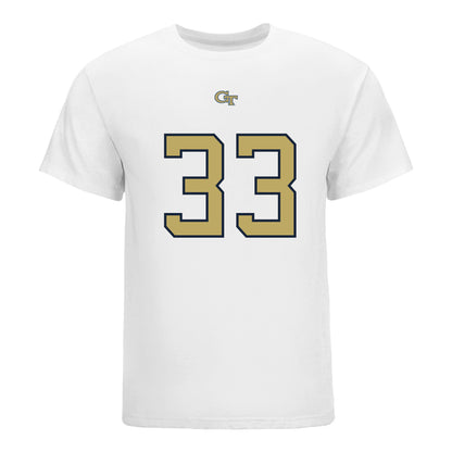 Georgia Tech Yellow Jackets #33 Aidan Birr Student Athlete Football T-Shirt In White - Front View