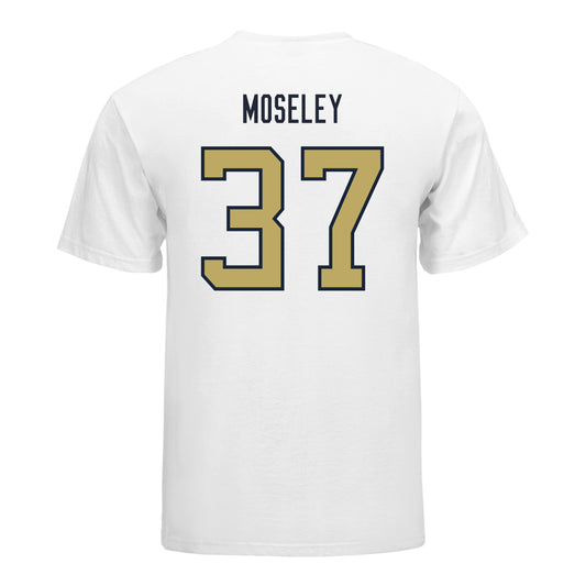 Georgia Tech Yellow Jackets #37 Joseph Moseley Student Athlete Football T-Shirt In White - Back View