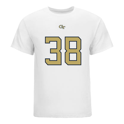 Georgia Tech Yellow Jackets #38 AJ Cheeks Student Athlete Football T-Shirt In White - Front View