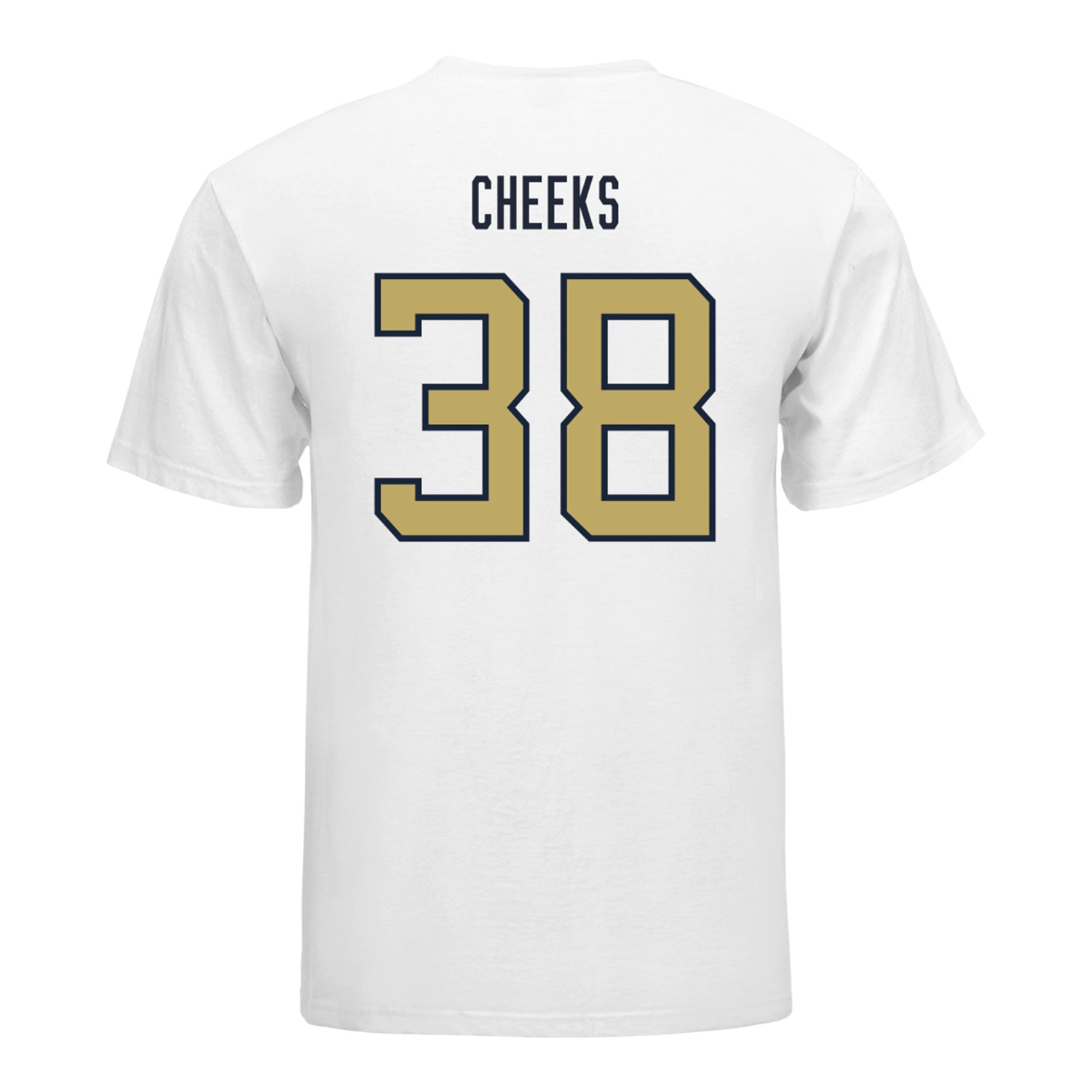 Georgia Tech Yellow Jackets #38 AJ Cheeks Student Athlete Football T-Shirt In White - Back View