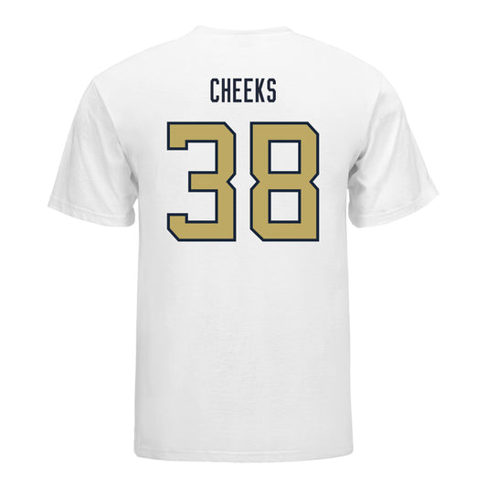Georgia Tech Yellow Jackets #38 AJ Cheeks Student Athlete Football T-Shirt In White - Back View