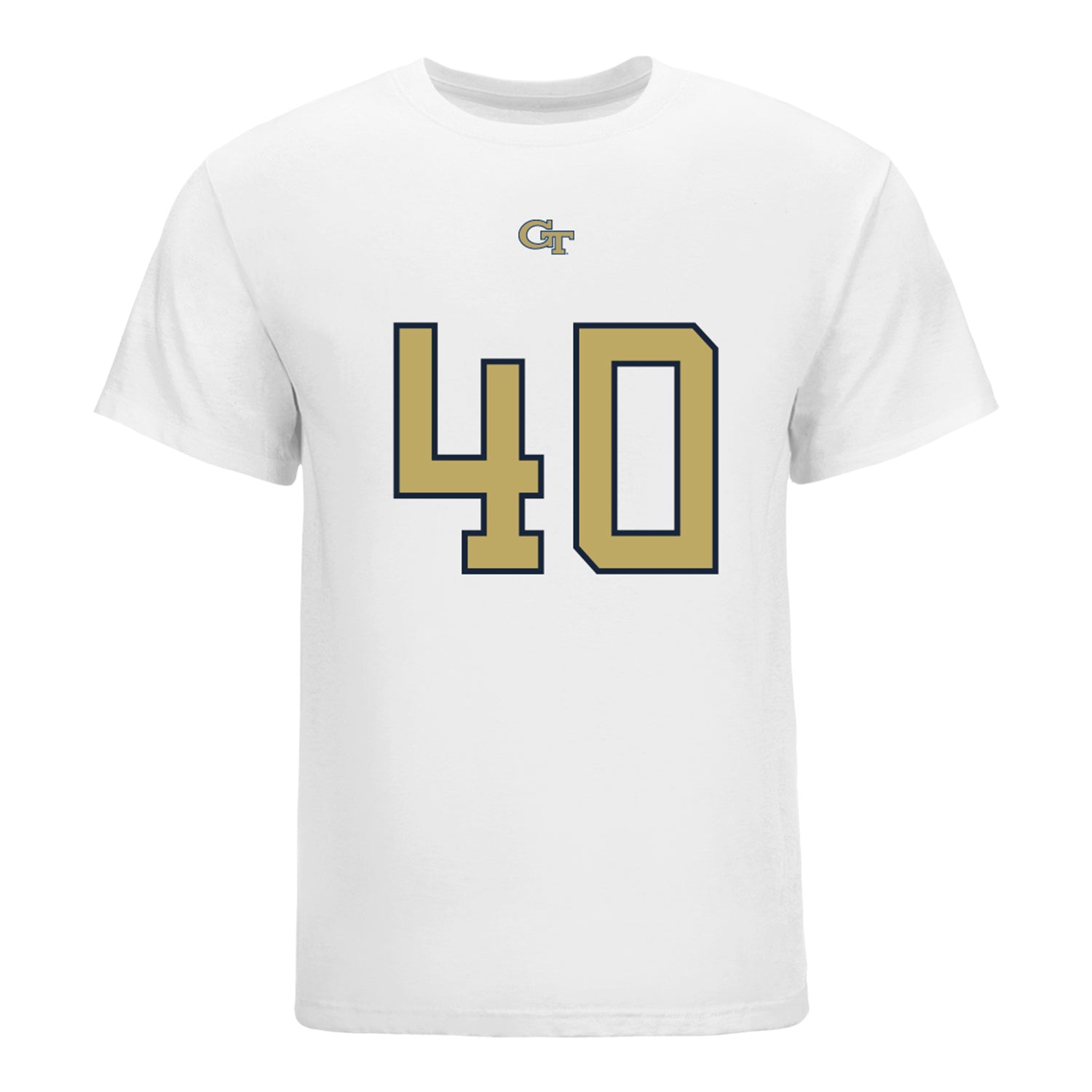 Georgia Tech Yellow Jackets #40 Joshua Taylor Student Athlete Football T-Shirt In White - Front View