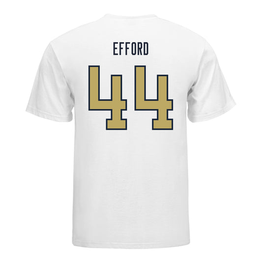 Georgia Tech Yellow Jackets #44 Kyle Efford Student Athlete Football T-Shirt In White - Back View