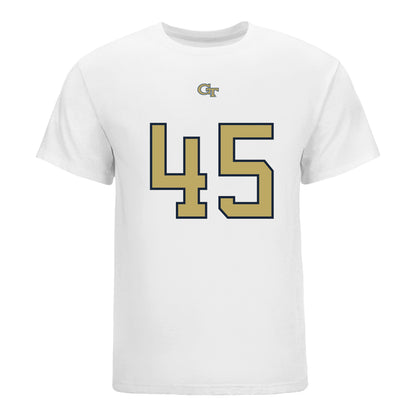 Georgia Tech Yellow Jackets #45 Bayler Duncan Student Athlete Football T-Shirt In White - Front View