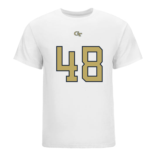 Georgia Tech Yellow Jackets #48 Joseph Stoever Student Athlete Football T-Shirt In White - Front View