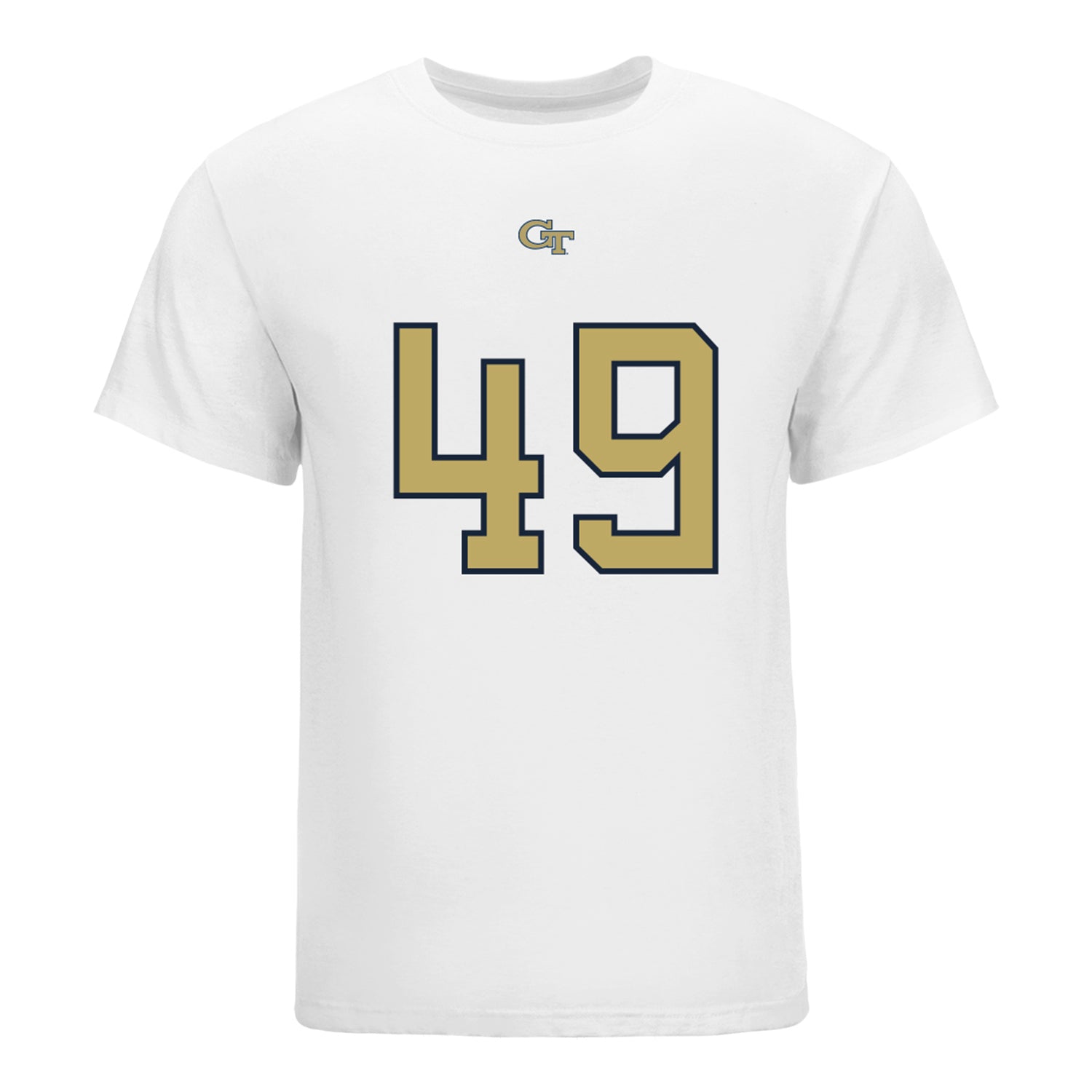 Georgia Tech Yellow Jackets #49 Chuma Okoye Student Athlete Football T-Shirt In White - Front View