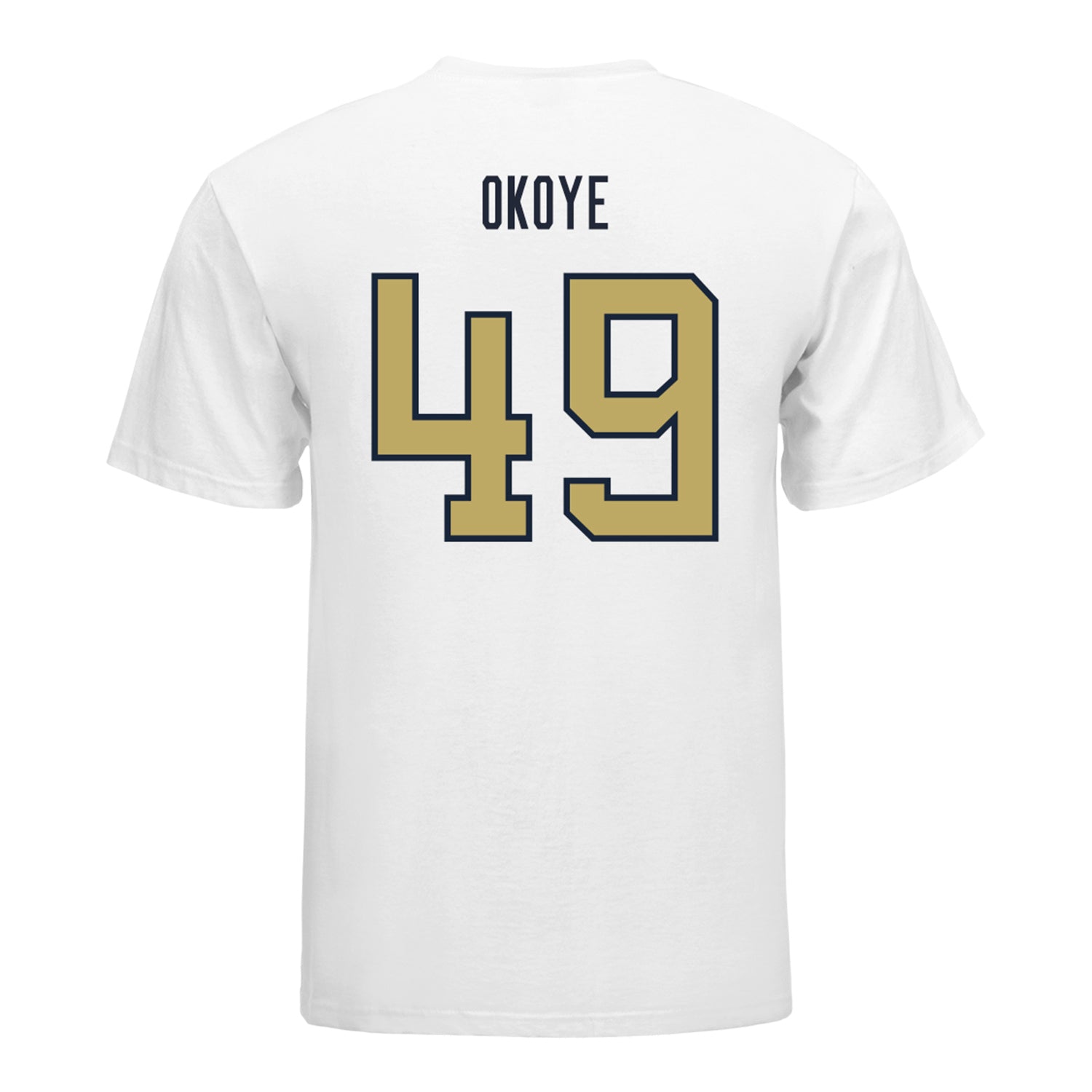 Georgia Tech Yellow Jackets #49 Chuma Okoye Student Athlete Football T-Shirt In White - Back View