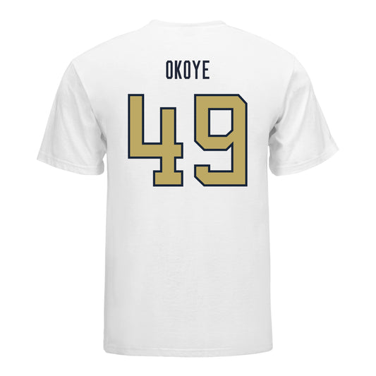 Georgia Tech Yellow Jackets #49 Chuma Okoye Student Athlete Football T-Shirt In White - Back View