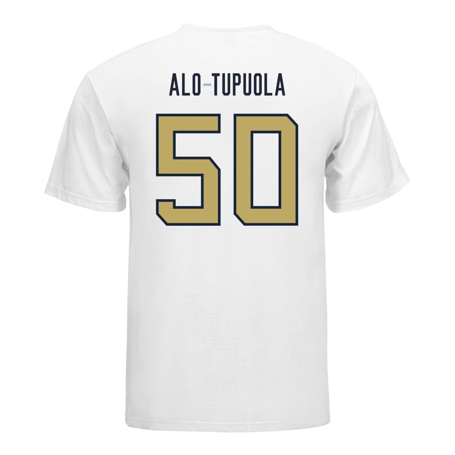 Georgia Tech Yellow Jackets #50 Santana Alo-Tupuola Student Athlete Football T-Shirt In White - Back View