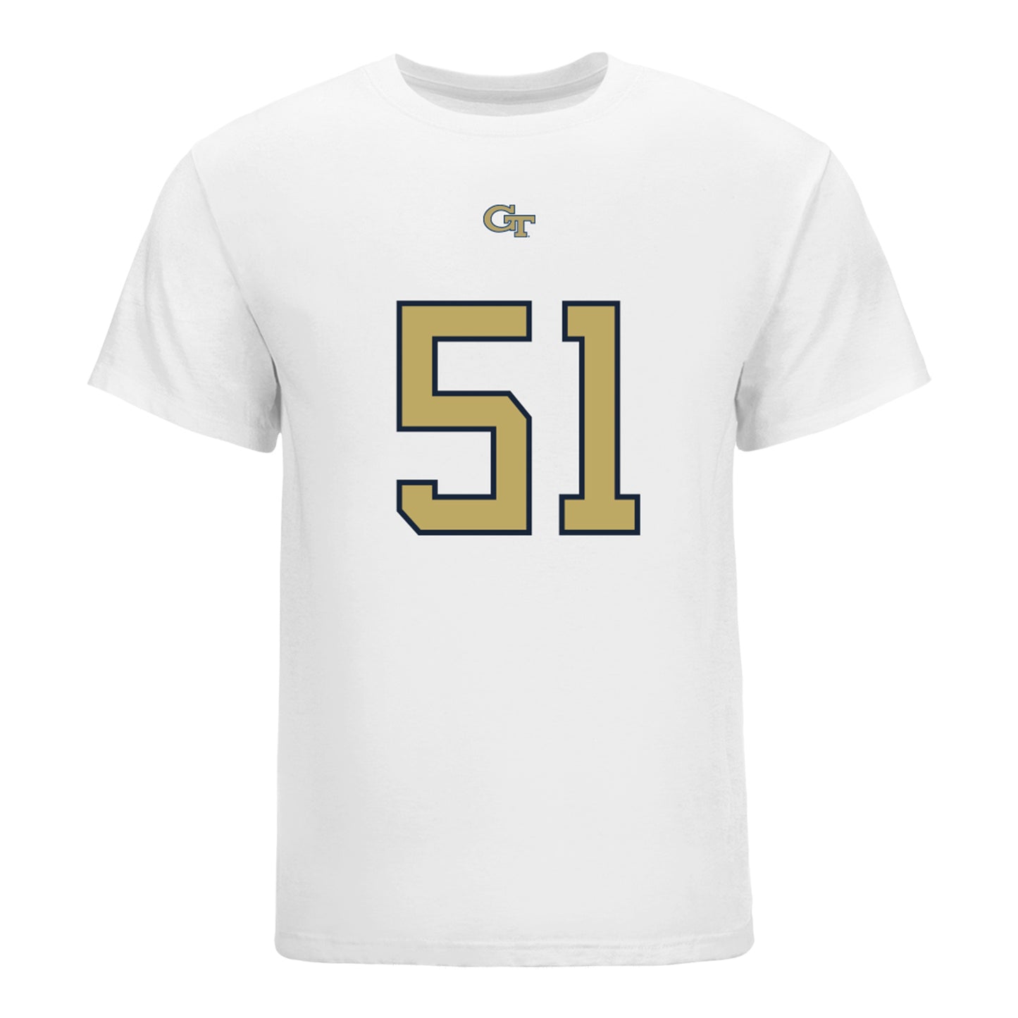 Georgia Tech Yellow Jackets #51 Kevin Peay Student Athlete Football T-Shirt In White - Front View