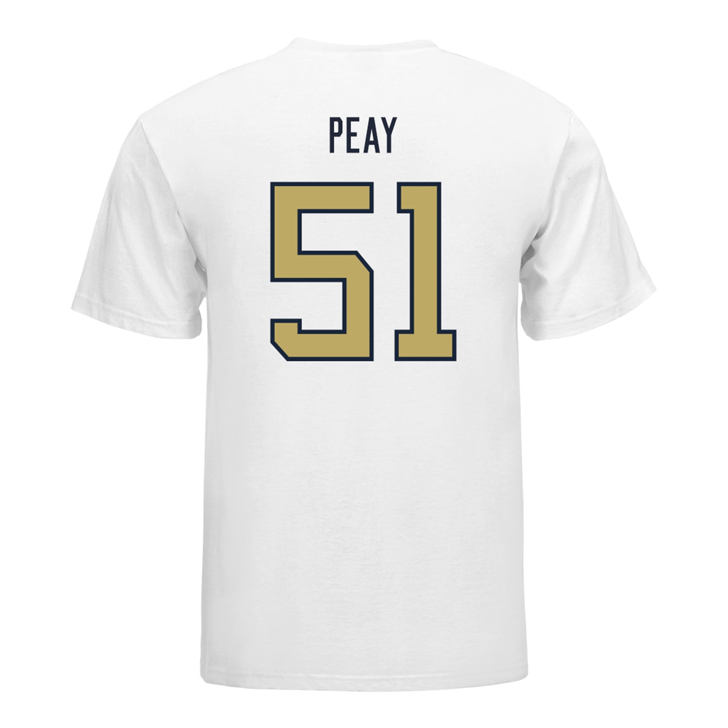 Georgia Tech Yellow Jackets #51 Kevin Peay Student Athlete Football T-Shirt In White - Back View