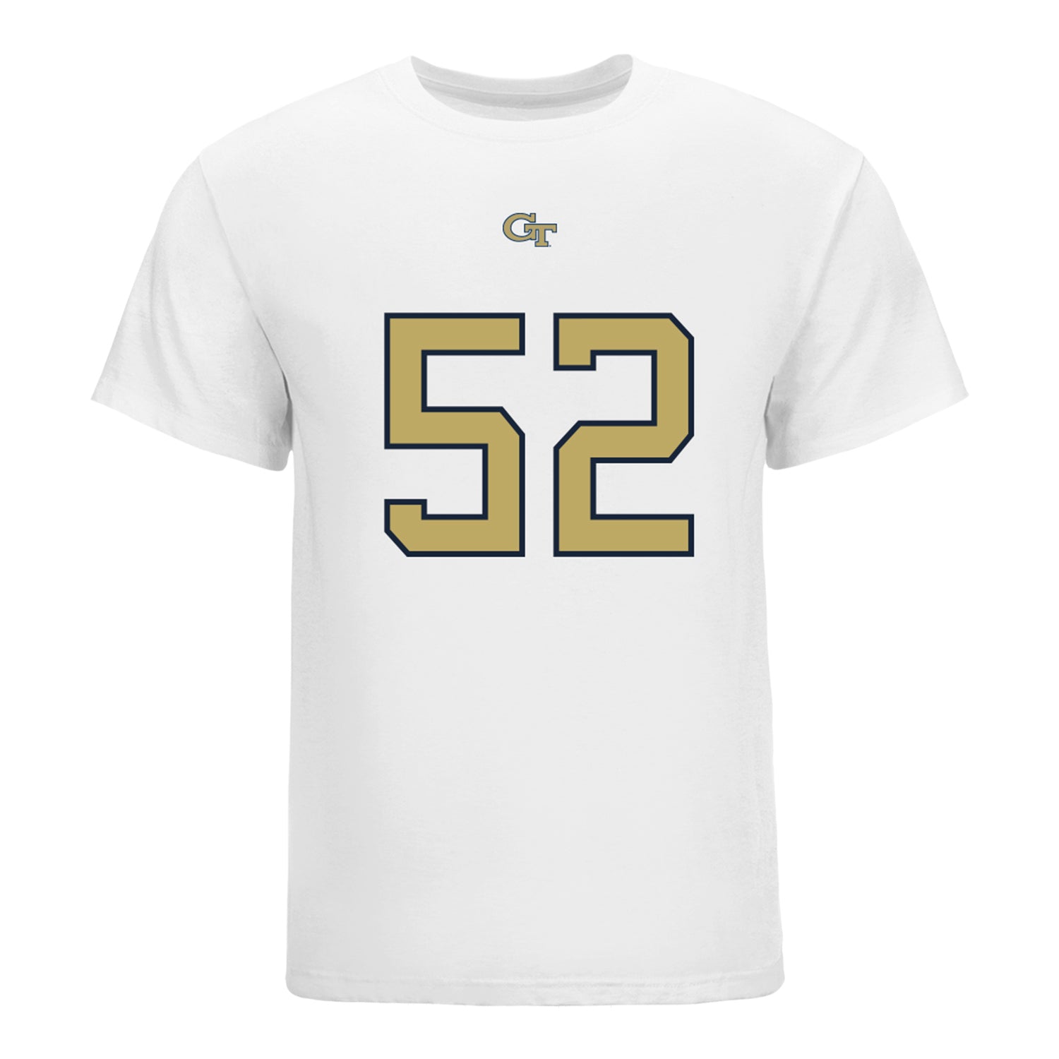 Georgia Tech Yellow Jackets #52 Harrison Moore Student Athlete Football T-Shirt In White - Front View