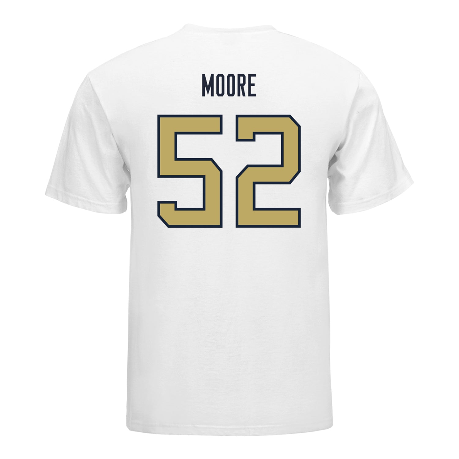 Georgia Tech Yellow Jackets #52 Harrison Moore Student Athlete Football T-Shirt In White - Back View