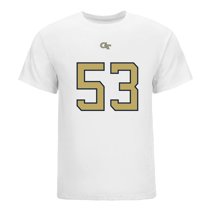 Georgia Tech Yellow Jackets #53 Jack Collins Student Athlete Football T-Shirt In White - Front View