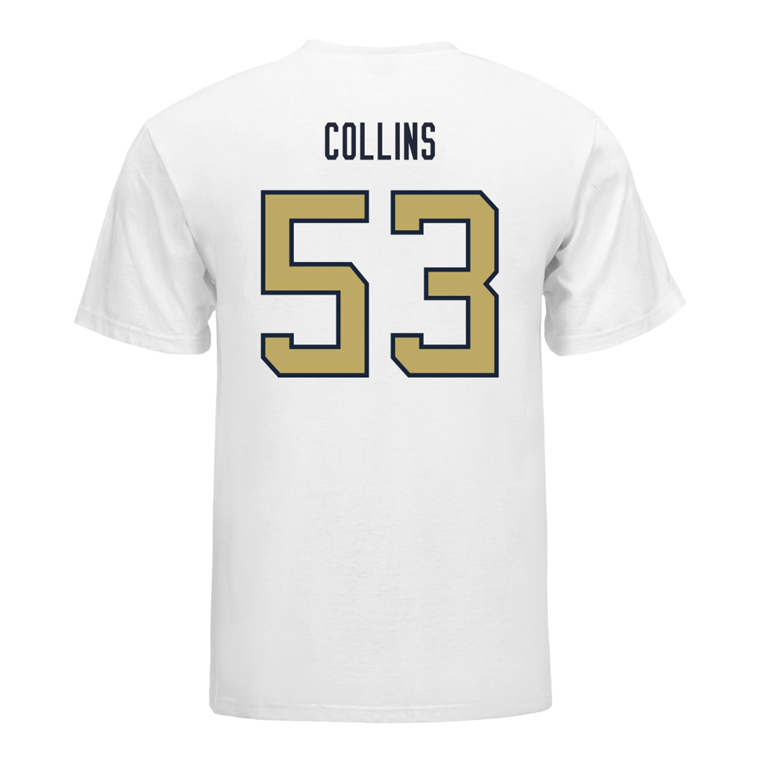 Georgia Tech Yellow Jackets #53 Jack Collins Student Athlete Football T-Shirt In White - Back View