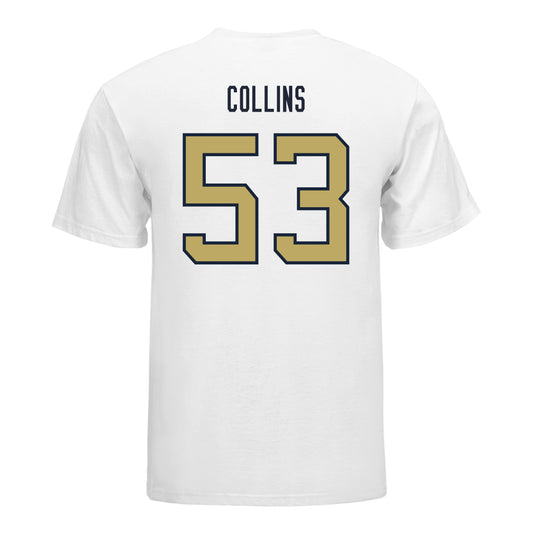 Georgia Tech Yellow Jackets #53 Jack Collins Student Athlete Football T-Shirt In White - Back View