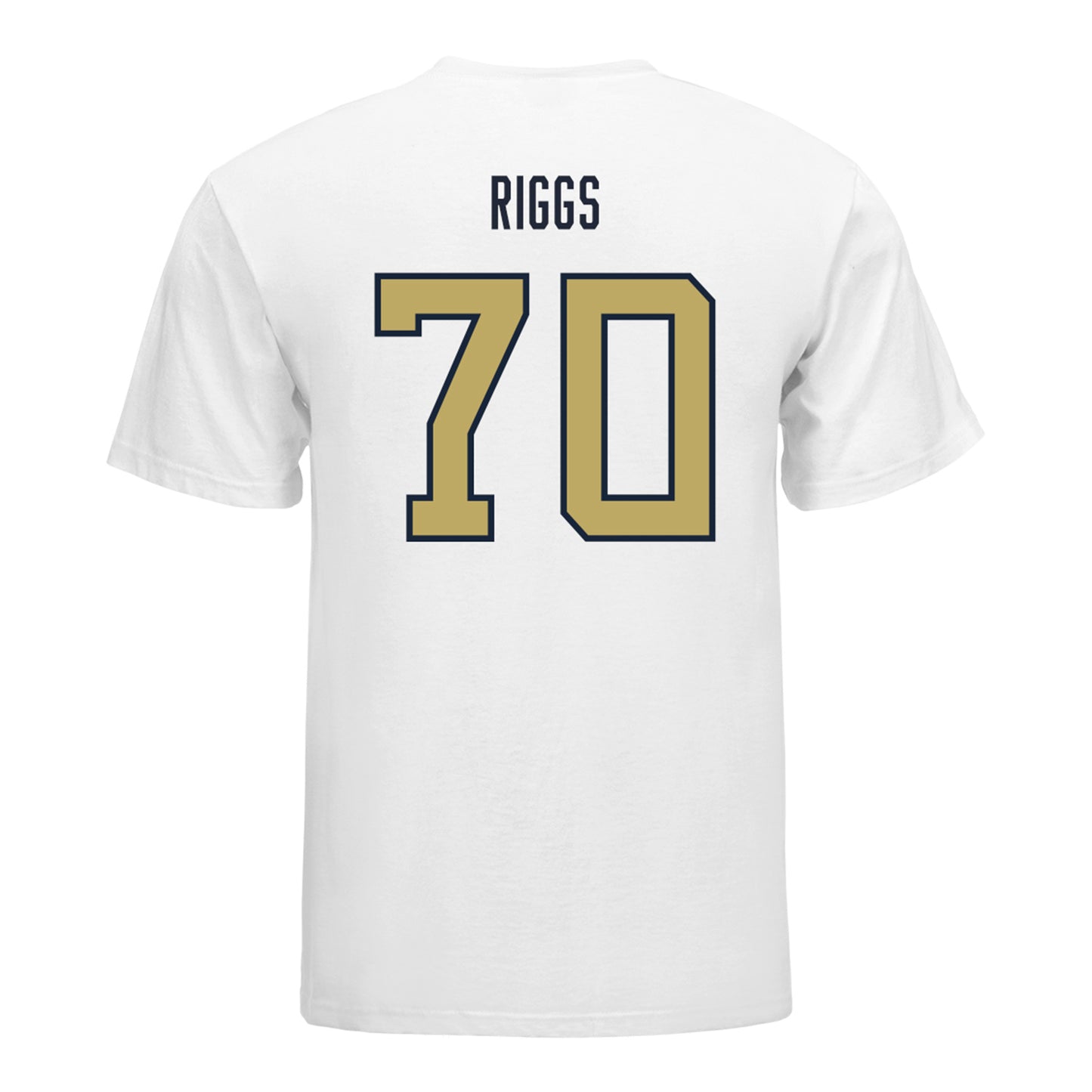 Georgia Tech Yellow Jackets #70 Jameson Riggs Student Athlete Football T-Shirt In White - Back View