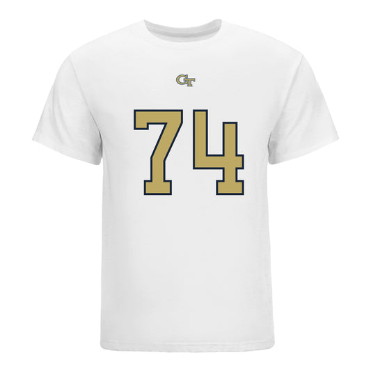 Georgia Tech Yellow Jackets #74 Benjamin Galloway Student Athlete Football T-Shirt In White - Front View