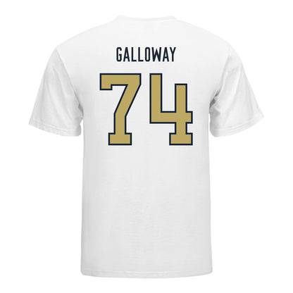 Georgia Tech Yellow Jackets #74 Benjamin Galloway Student Athlete Football T-Shirt In White - Back View