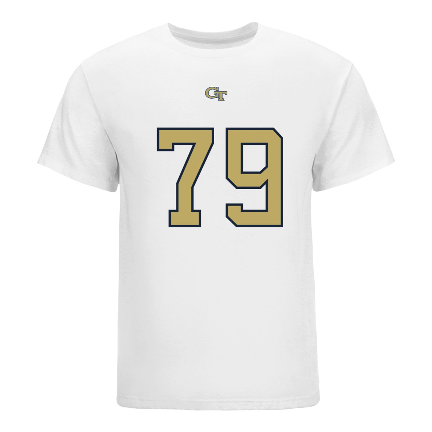 Georgia Tech Yellow Jackets #79 Jordan Floyd Student Athlete Football T-Shirt In White - Front View