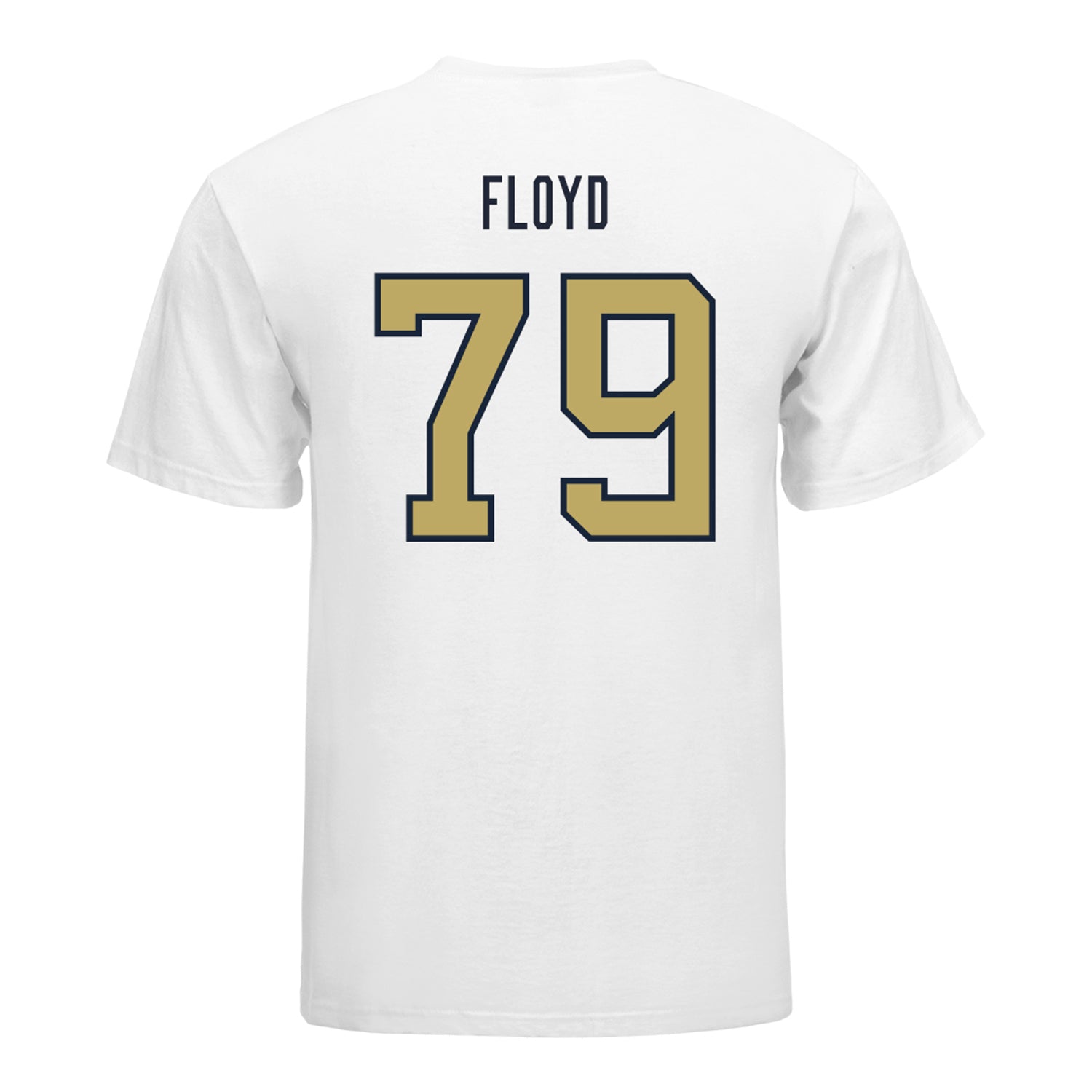 Georgia Tech Yellow Jackets #79 Jordan Floyd Student Athlete Football T-Shirt In White - Back View