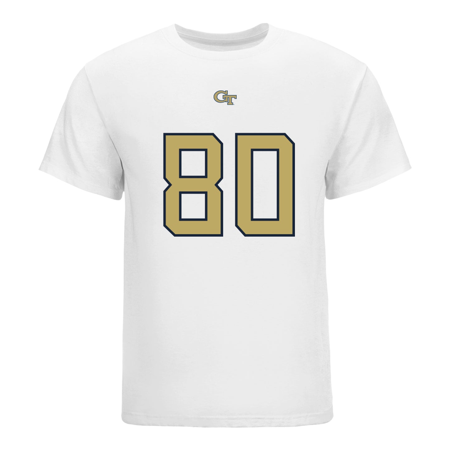 Georgia Tech Yellow Jackets #80 Brett Seither Student Athlete Football T-Shirt IN White - Front View