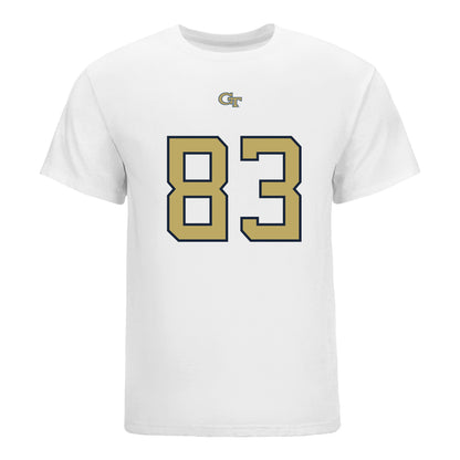 Georgia Tech Yellow Jackets #83 Blake Ragsdale Student Athlete Football T-Shirt In White - Front View