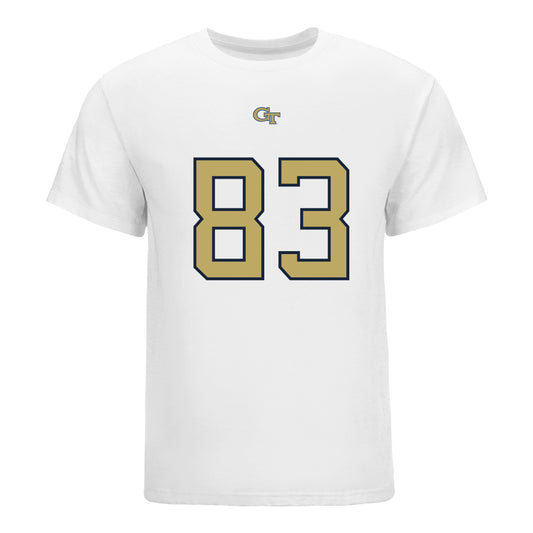 Georgia Tech Yellow Jackets #83 Blake Ragsdale Student Athlete Football T-Shirt In White - Front View