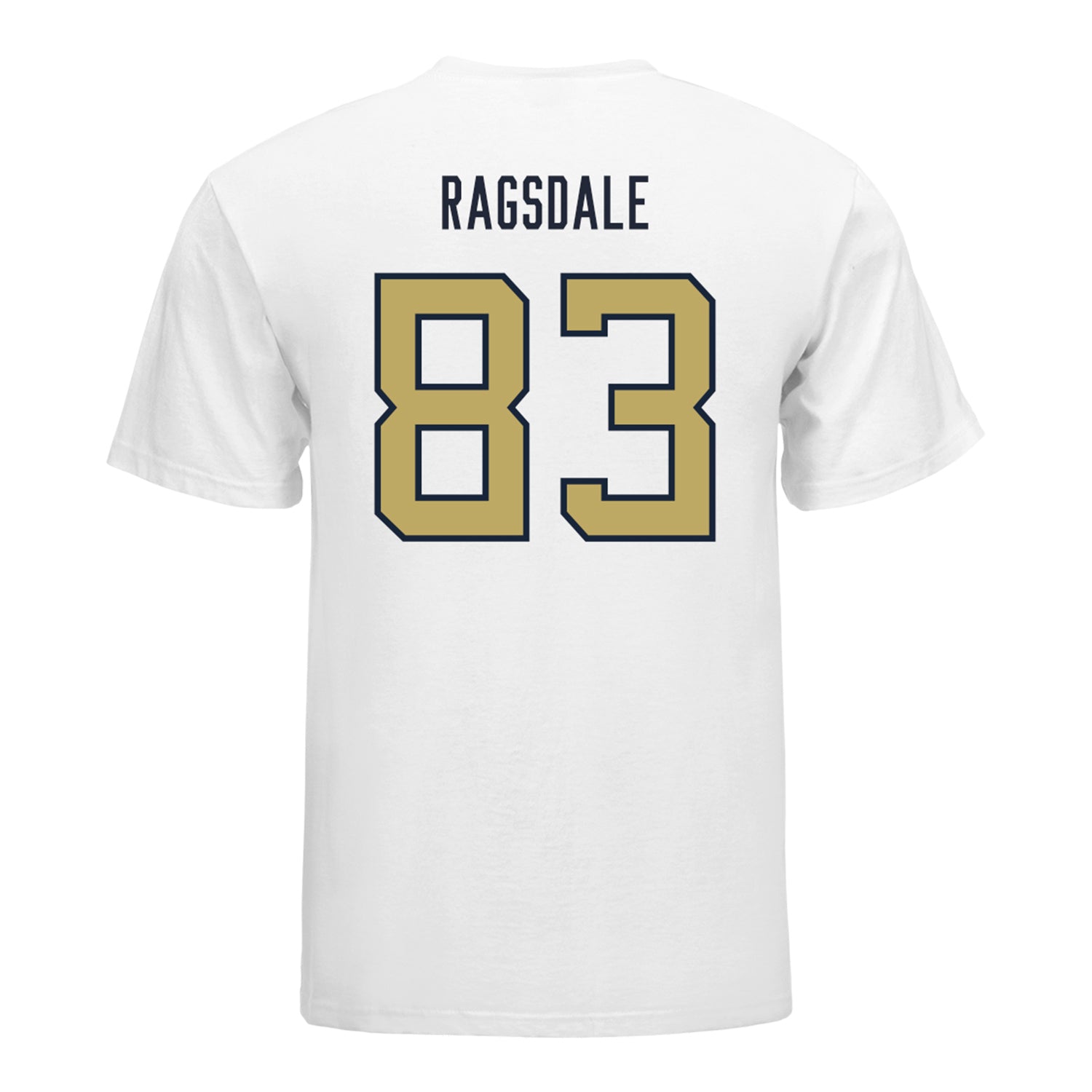Georgia Tech Yellow Jackets #83 Blake Ragsdale Student Athlete Football T-Shirt In White - Back View