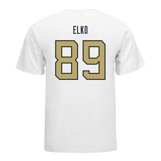 Georgia Tech Yellow Jackets #89 Chris Elko Student Athlete Football T-Shirt In White - Back View