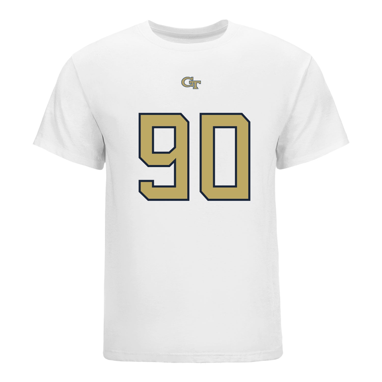 Georgia Tech Yellow Jackets #90 Blake Belin Student Athlete Football T-Shirt In White - Front View