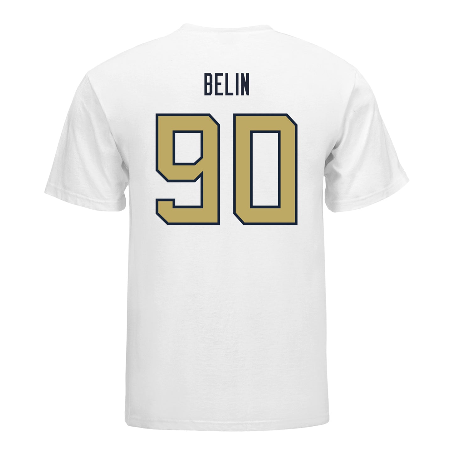 Georgia Tech Yellow Jackets #90 Blake Belin Student Athlete Football T-Shirt In White - Back View