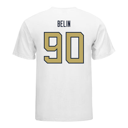 Georgia Tech Yellow Jackets #90 Blake Belin Student Athlete Football T-Shirt In White - Back View
