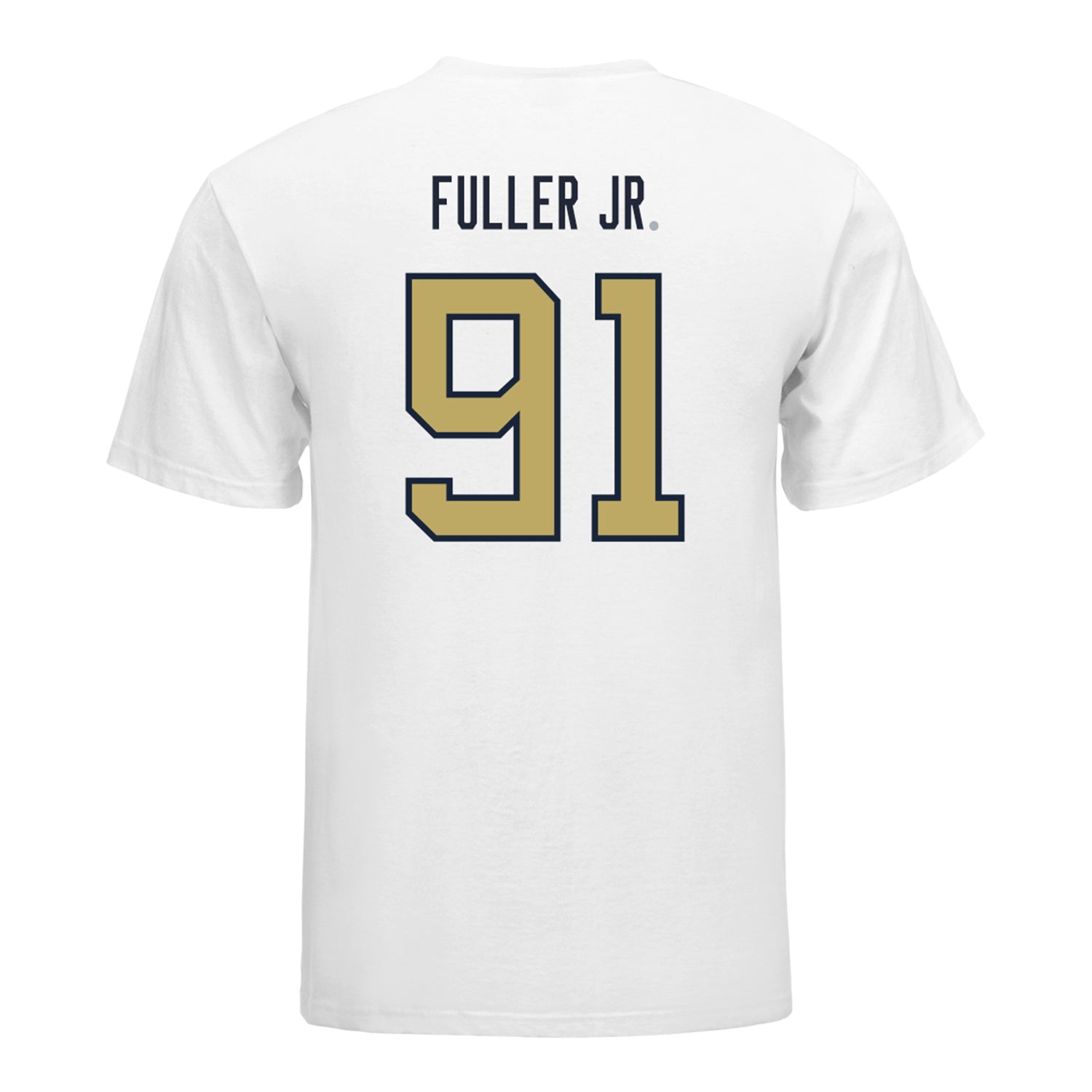 Georgia Tech Yellow Jackets #91 Andre Fuller Jr. Student Athlete Football T-Shirt In White - Back View