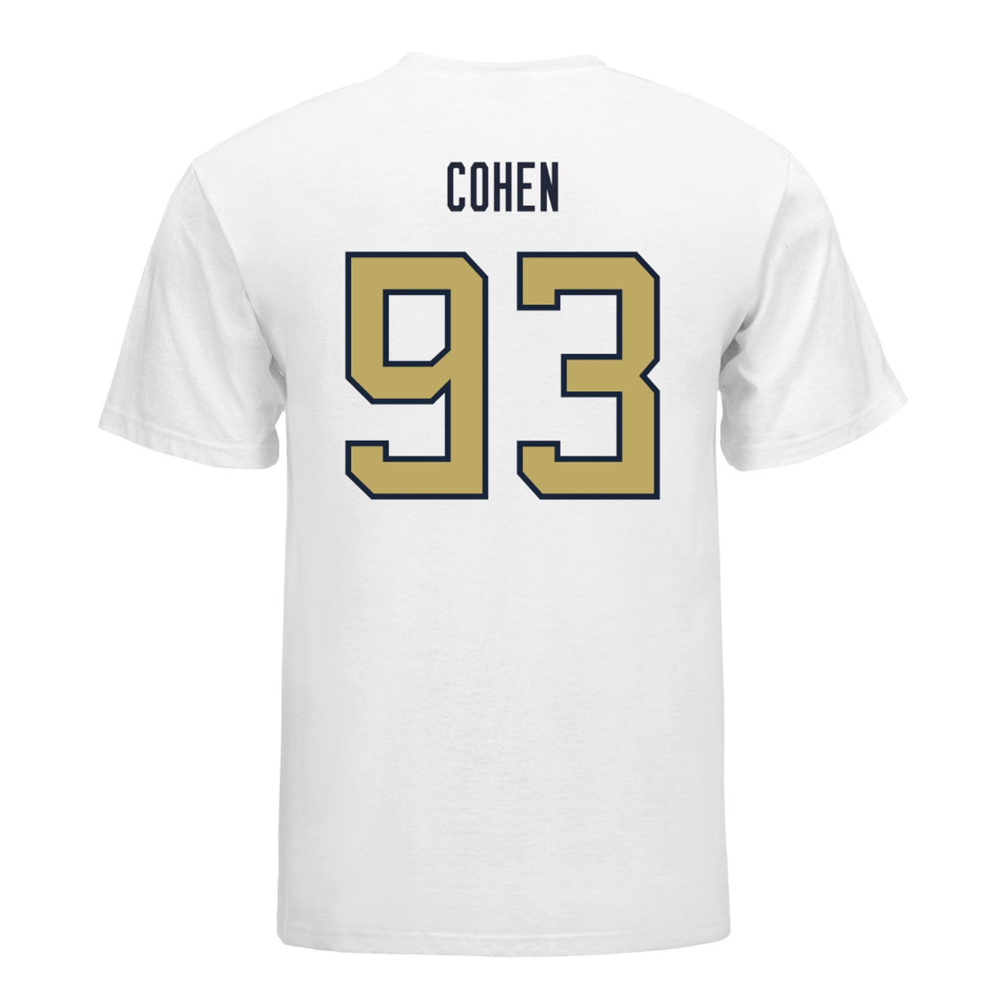Georgia Tech Yellow Jackets #93 Drew Cohen Student Athlete Football T-Shirt In White - Back View