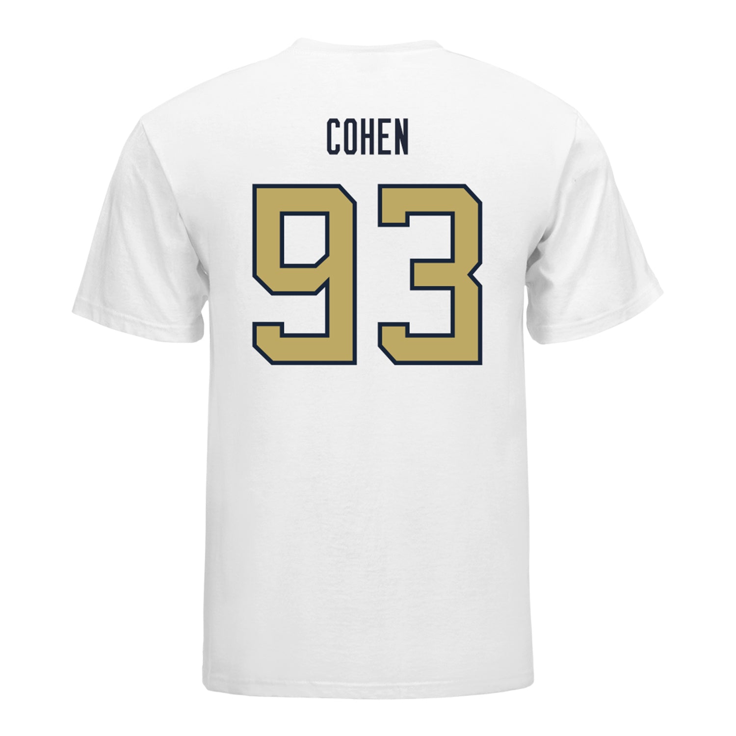Georgia Tech Yellow Jackets #93 Drew Cohen Student Athlete Football T-Shirt In White - Back View