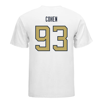 Georgia Tech Yellow Jackets #93 Drew Cohen Student Athlete Football T-Shirt In White - Back View