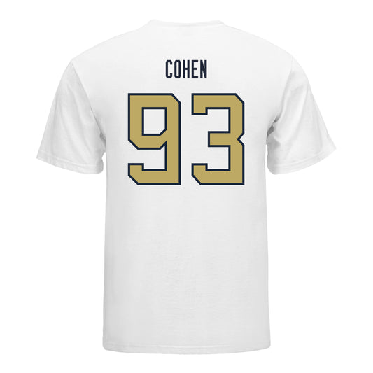 Georgia Tech Yellow Jackets #93 Drew Cohen Student Athlete Football T-Shirt In White - Back View