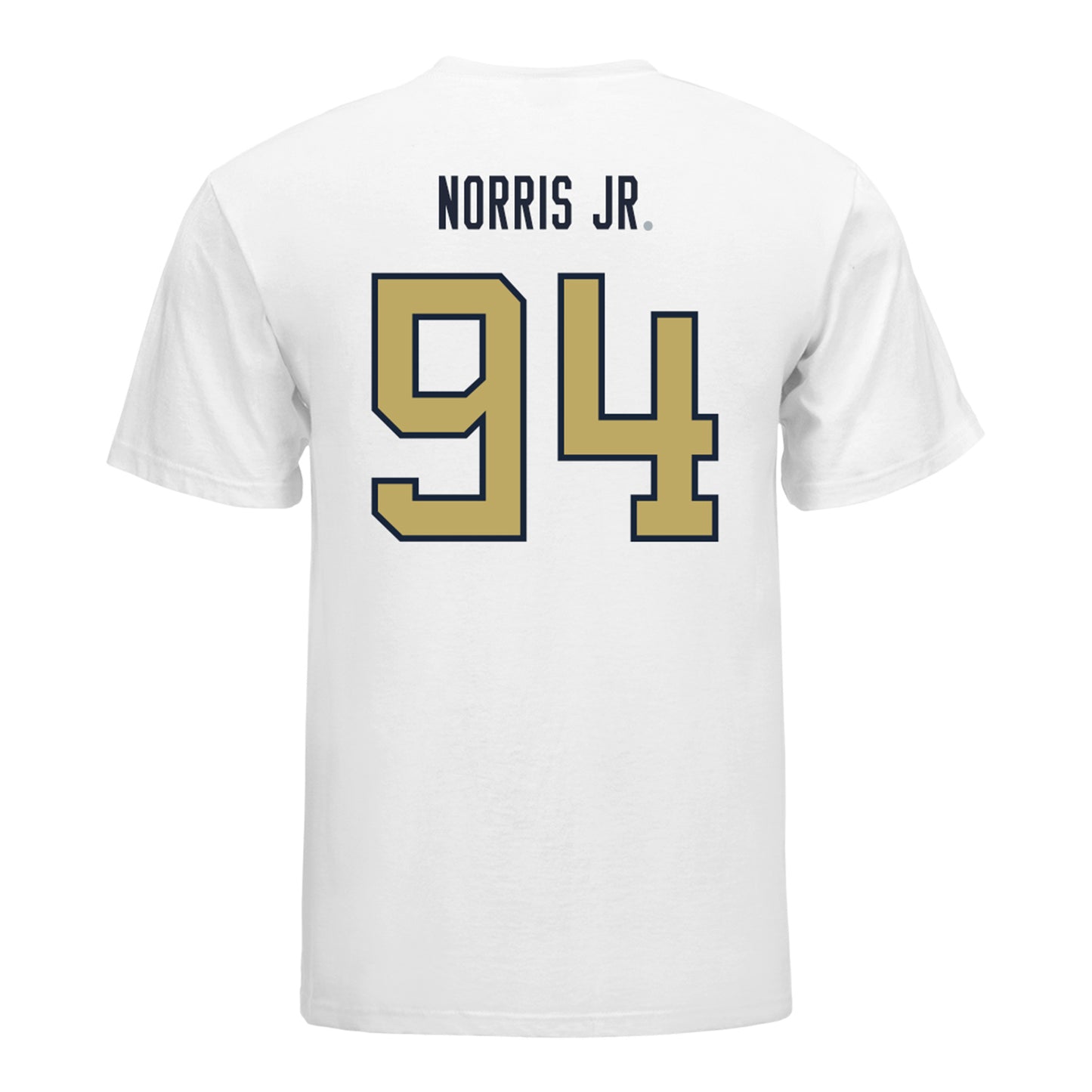 Georgia Tech Yellow Jackets #94 Derry Norris Jr. Student Athlete Football T-Shirt In White - Back View