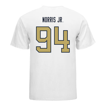 Georgia Tech Yellow Jackets #94 Derry Norris Jr. Student Athlete Football T-Shirt In White - Back View