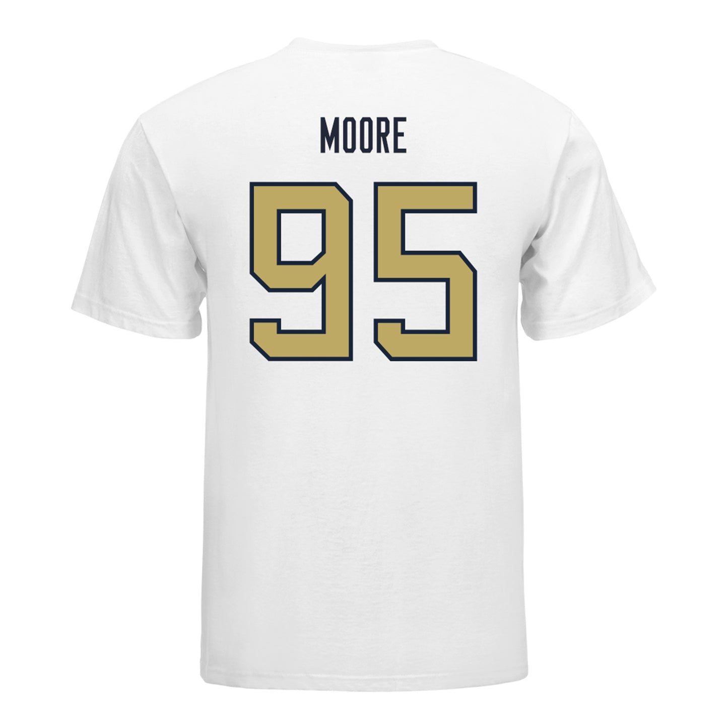 Georgia Tech Yellow Jackets #95 Jason Moore Student Athlete Football T-Shirt In White - Back View